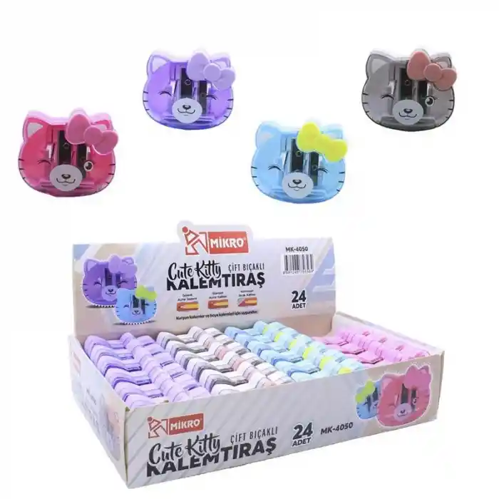 Mikro Mk 4050-24 Cute Kıtty Çift Bıçaklı Kalemtraş