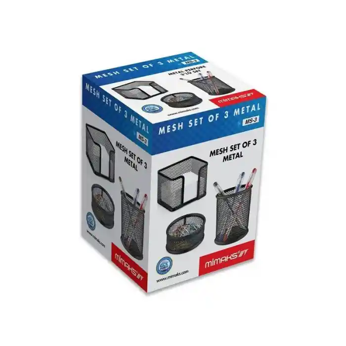 Mimaks Ms-3 Masa Üstü 3 Lü Metal File Kalemlik Set Siyah