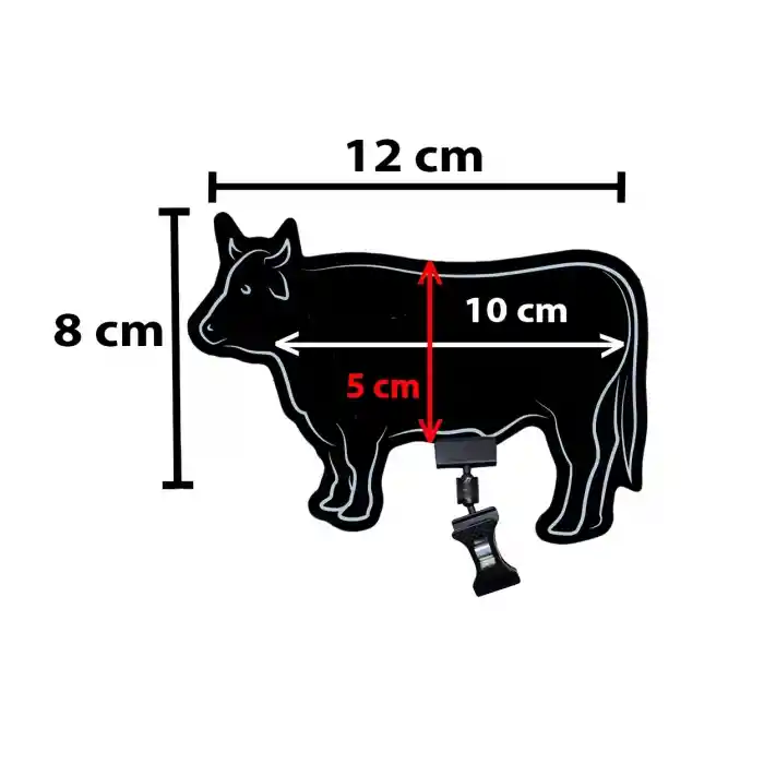 Mini Mandallı İnek / Dana Figürlü Siyah PVC Yaz-Sil Fiyatlık 8x12 cm 10lu Pk.