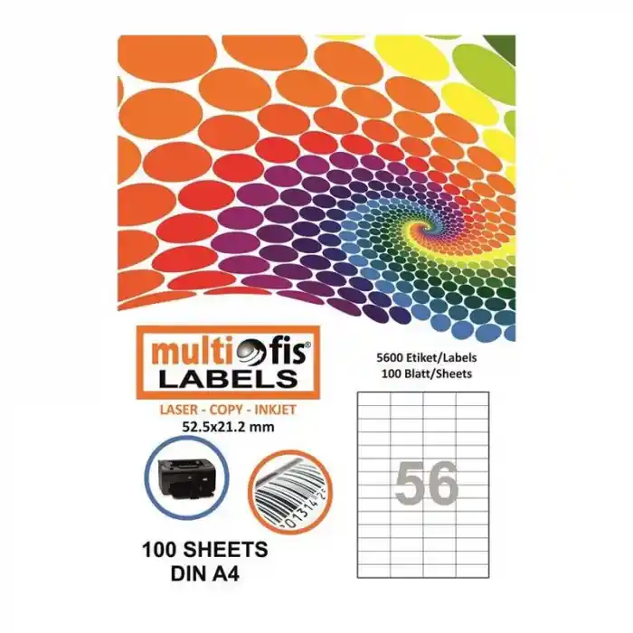 Multiofis 52.5x21.2 Mm Laser Etiketi  İşlem Yapma