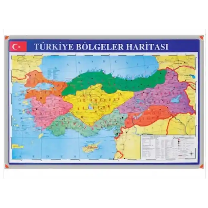 Panda Coğrafi Bölge Haritası 70x100 Alm Çerçeve