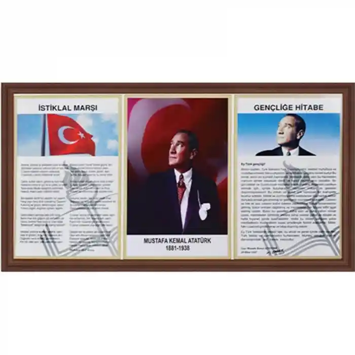 Panda Milli Levha 3lü 45x90 Ahşap Çerçeve Pan424