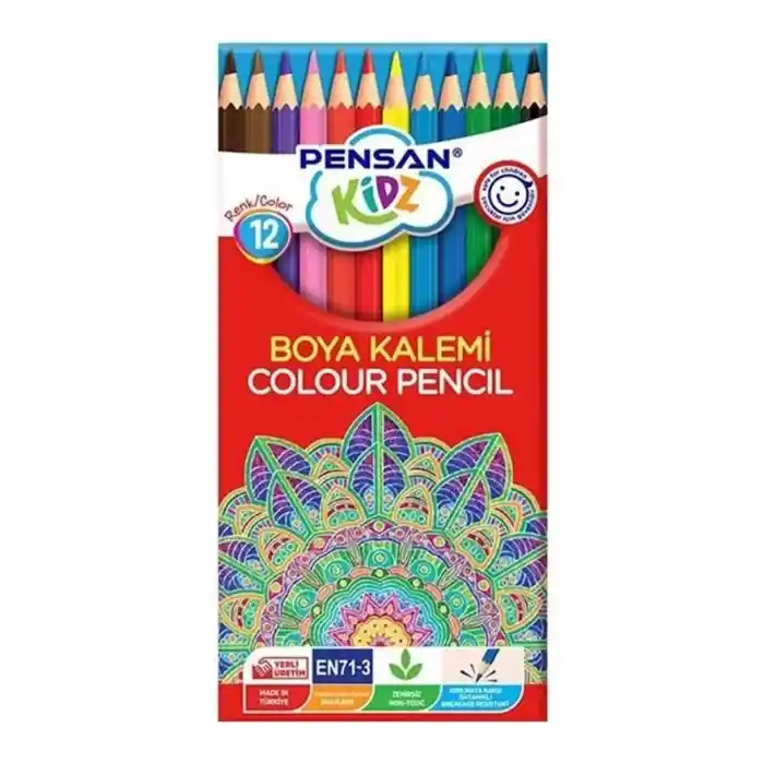 Pensan Kidz 12 Renk Tam Boy Kuru Boya Pe56312tbkb