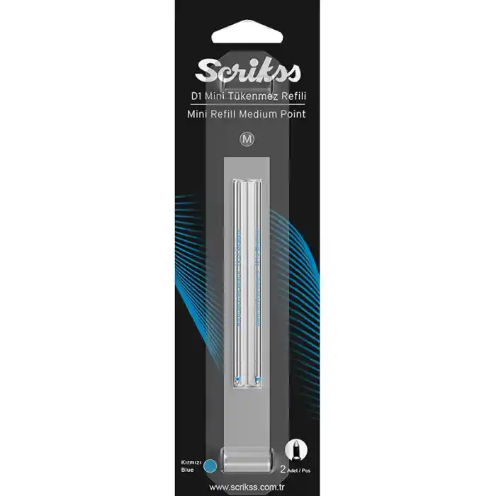 Scrikss D1 Tükenmez Kısa Refil Mavi 2 Li Blister
