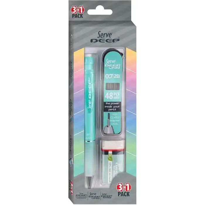 Serve Deep Versatil Kalem+silgi+min 0,7 Okul Seti Apple Green Sv-deep3setey