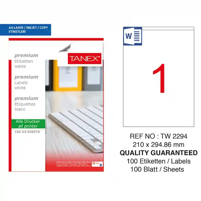 Tanex 210x294,86 Laser Etiketi Tw-2294