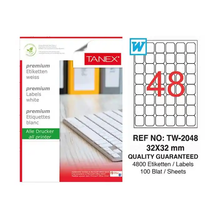 Tanex 32x32 Laser Etiket Tw-2048