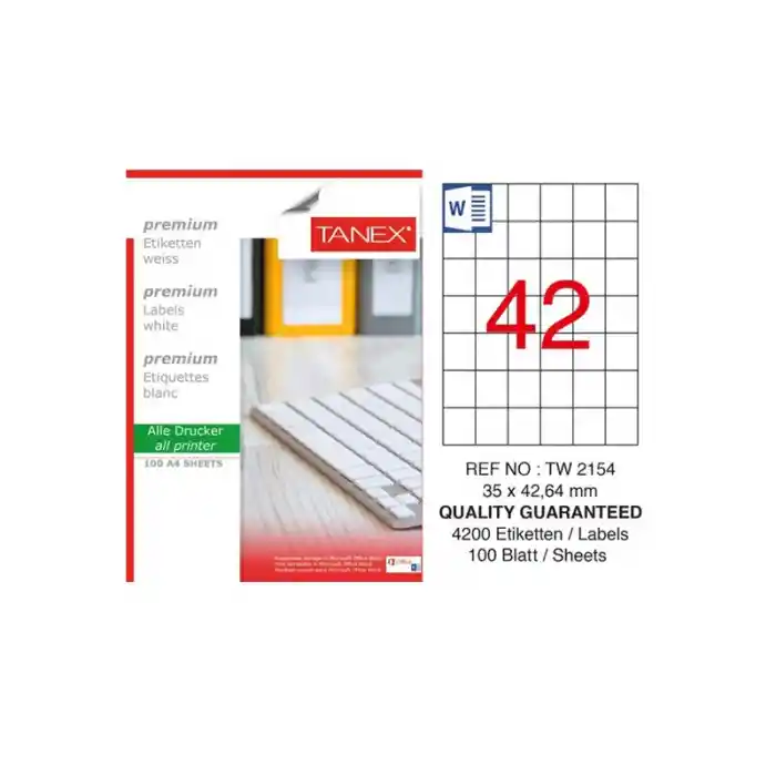 Tanex 35x42,64 Laser Etiket Tw-2154