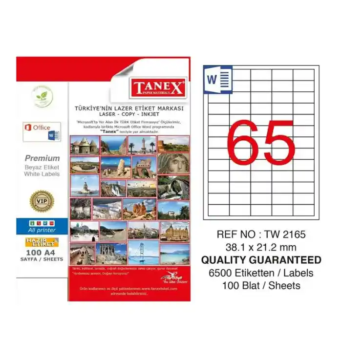 Tanex 38.1x21.2 Laser Etiket Tw-2165