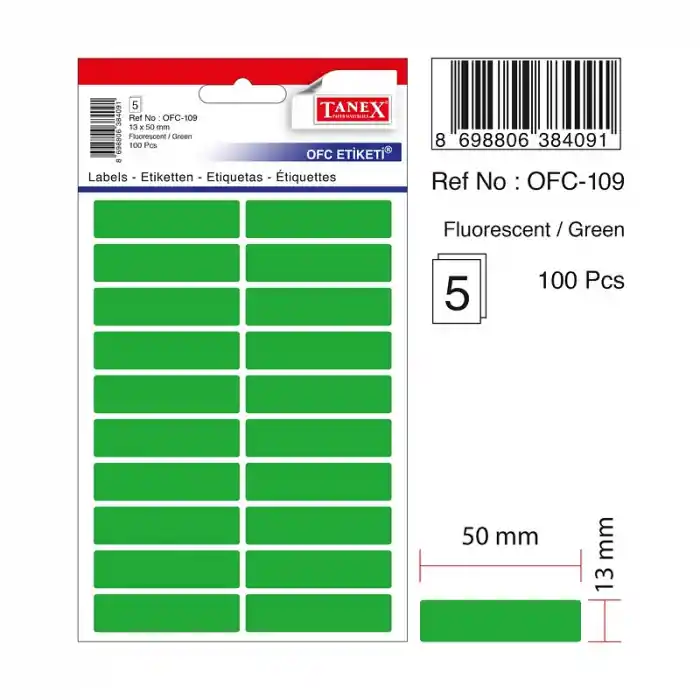 Tanex Ofc-109 Yeşil 13x50 Mm Ofis Etiketi