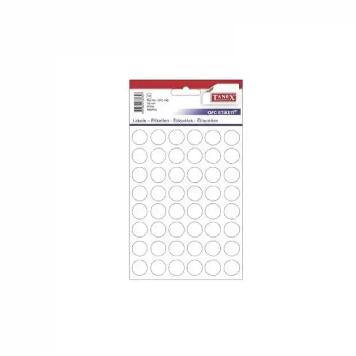 Tanex Ofc-130 16 Mm Beyaz Ofis Etiketi Yuvarlak