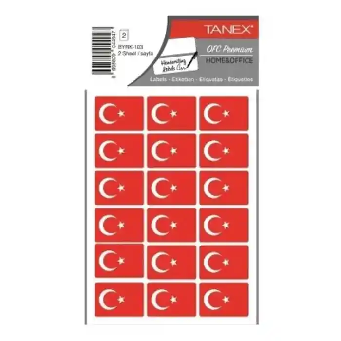 Tanex Türk Bayrağı Etiket 2 Li