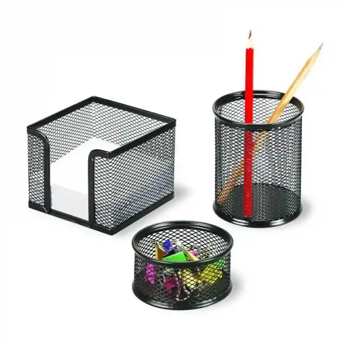 Temat 11270 Metal Kalemlik+ataşlık+notluk 3 Lü Set Siyah