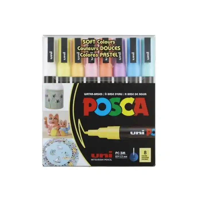 Uni-ball Pc-3m/8c Sc Set Soft Renkler 8 Li Posca Su Bazlı Marker