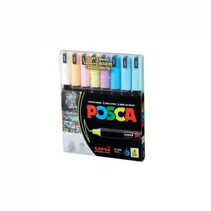 Uni-ball Posca Pc-1m/8c Sc Set 0.7 Su Bazlı Poster Marker Ana Renkler 8 Li
