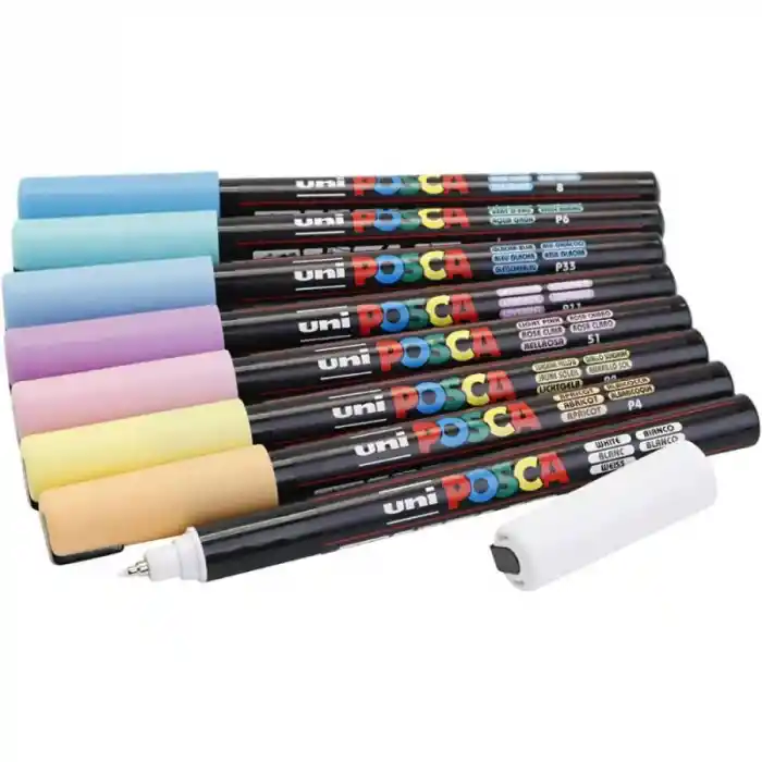 Uni-ball Posca Pc-1mr/8c Sc Set 0.7 Su Bazlı Poster Marker Soft Renkler 8 Li