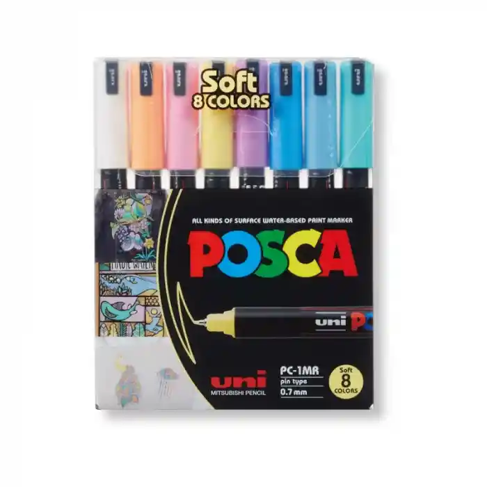 Uni-ball Posca Pc-1mr/8c Sc Set 0.7 Su Bazlı Poster Marker Soft Renkler 8 Li