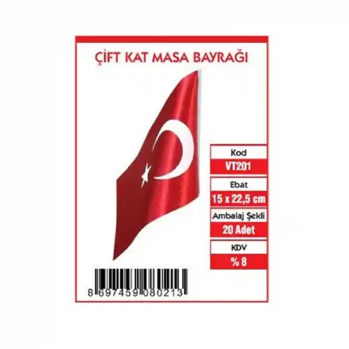 Vatan 15x22,5 Çift Kat Masa Bayrağı Vt201
