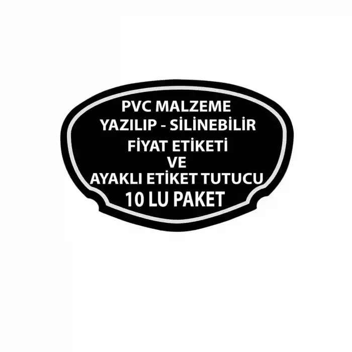 Yazılıp-Silinebilir Elips Fiyat Etiketi ve Ayaklı Etiket Tutucu 10 lu Paket