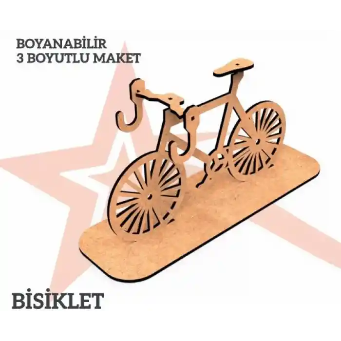 Yıldızlar Ahşap 3d Ahşap Boyanabilir Maket Bisiklet Bym-06