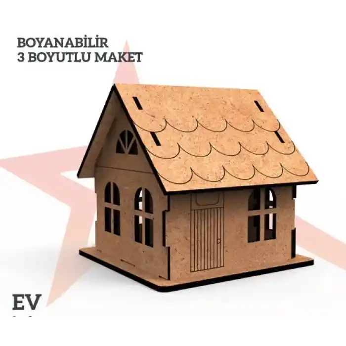 Yıldızlar Ahşap 3d Ahşap Boyanabilir Maket Ev Bym-01