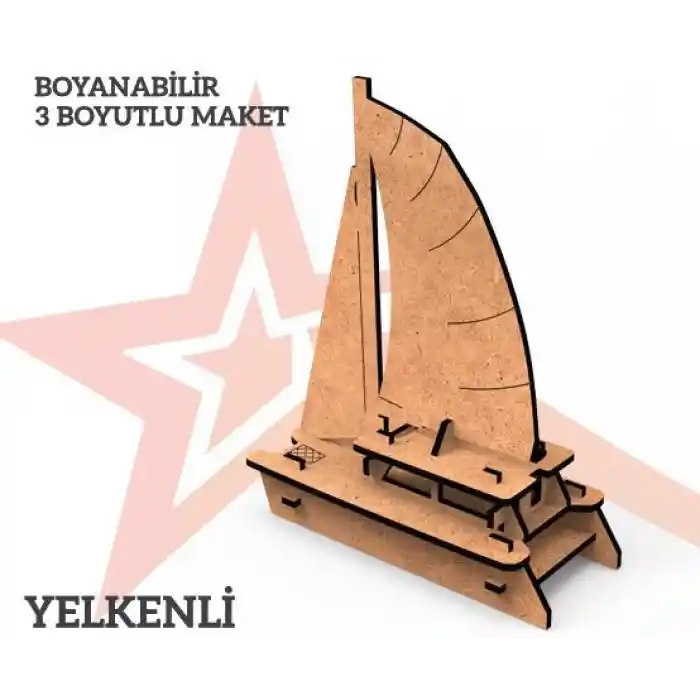 Yıldızlar Ahşap 3d Ahşap Boyanabilir Maket Yelkenli Gemi Bym-04