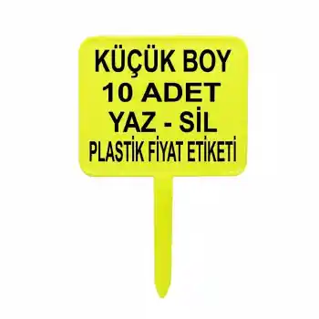 Açılı Saplamalı Plastik Pazarcı Fiyat Etiketi Küçük Boy Fosforlu Sarı 10 Adet