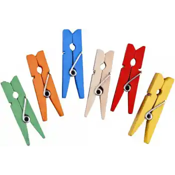 Brons Ahşap Mandal Renkli Küçük Br-904 24lü