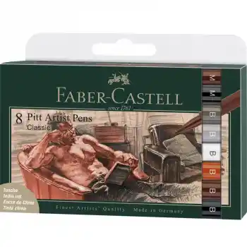 Faber Pıtt Artist Pen Fırça Uçlu Çizim Kalemi 8 Li Klasik 167172
