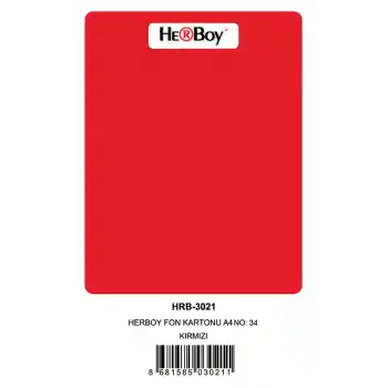 Herboy Fon Kartonu A4 Kırmızı 160 Gr No:34 100 Lü Hrb-3021