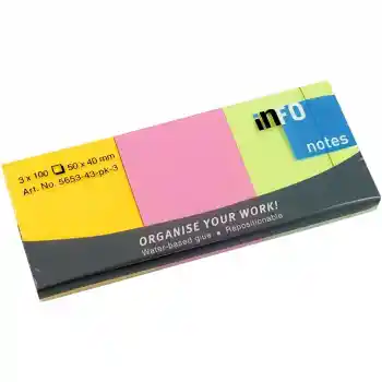 Info Notes 50x40 Parlak Renk Postit 3 Lü Pk 100 Yp 565343