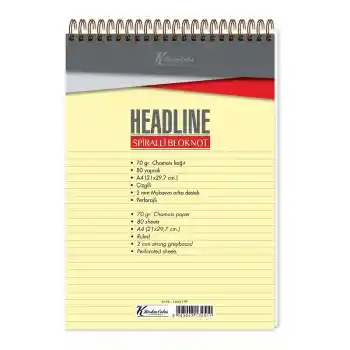 Keskin Headline A4 80 Yp Çizgili Spiralli Bloknot 145421