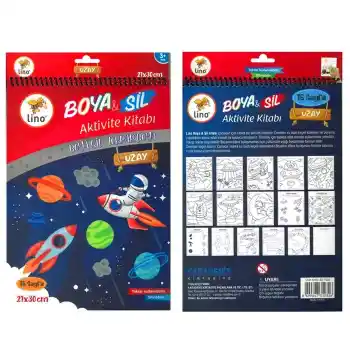 Lıno Bs-1005 Boya Sil Aktivite Boyama Kitabı Uzay A4 Ebat Silinebilir