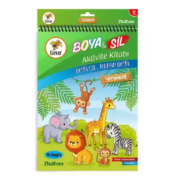 Lıno Bs-1006 Boya Sil Aktivite Boyama Kitabı Hayvanlar A4 Ebat Silinebilir