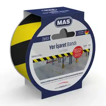 Mas 2653 50mmx27mt Yer İşaretleme Bandı Sarı-siyah
