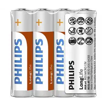 Phılıps R03l4f/10 Longlıfe Çinko Aaa İnce Pil 4 Lü