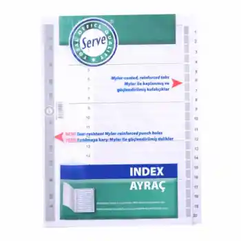Serve 1-20 Karton A4 Rakamlı Ayraç 5326