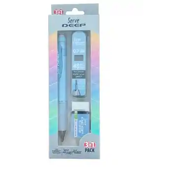 Serve Deep Versatil Kalem+silgi+min 3 Lü Set 0,7 Mm Pastel Gök Mavisi Sv-deep3setgm