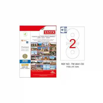 Tanex 118x41 Laser Etiket Tw-2041