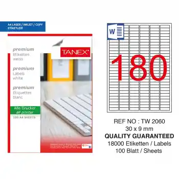 Tanex 30x9 Laser Etiket Tw-2060