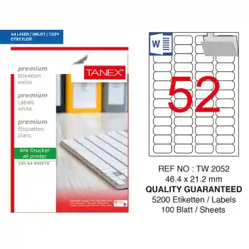 Tanex 46,4x21,2 Laser Etiket Tw-2052