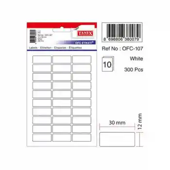 Tanex Ofc-107 Beyaz 12x30 Mm Ofis Etiketi