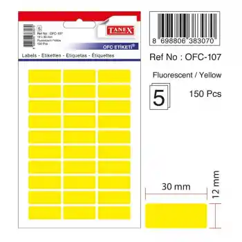 Tanex Ofc-107 Sarı 12x30 Mm Ofis Etiketi