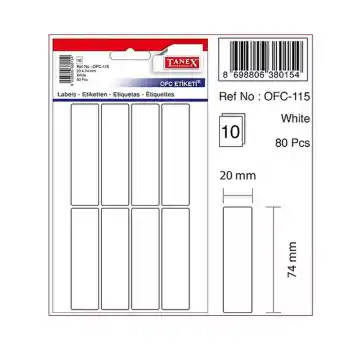 Tanex Ofc-115 20x74 Mm Beyaz Ofis Etiketi