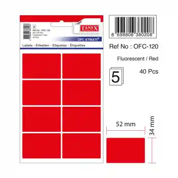 Tanex Ofc-120 Kırmızı 34x52 Mm Ofis Etiketi