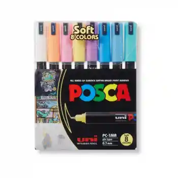 Uni-ball Posca Pc-1mr/8c Sc Set 0.7 Su Bazlı Poster Marker Soft Renkler 8 Li