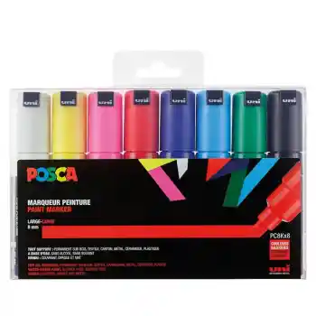 Uni-ball Posca Pc-8k/7+1 P.01 Set 8.0 Su Bazlı Marker Ana Renkler 8 Li