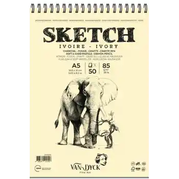 Van Dyck Dokulu A5 Üstten Spiralli 50 Yaprak Sketch Blok