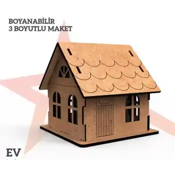Yıldızlar Ahşap 3d Ahşap Boyanabilir Maket Ev Bym-01