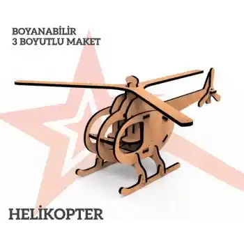 Yıldızlar Ahşap 3d Ahşap Boyanabilir Maket Helikopter Bym-08